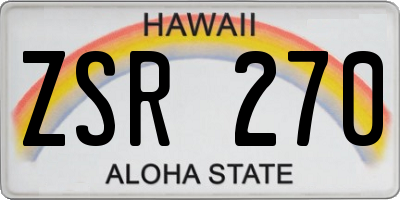 HI license plate ZSR270