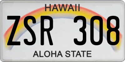 HI license plate ZSR308