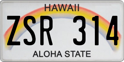 HI license plate ZSR314