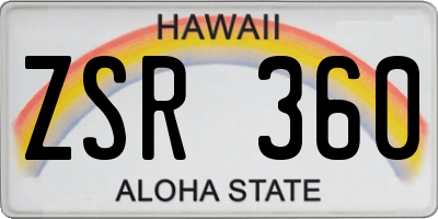 HI license plate ZSR360