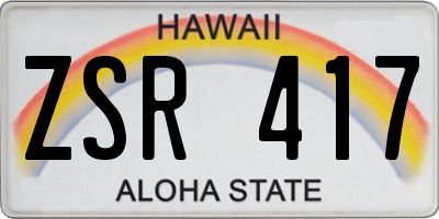 HI license plate ZSR417