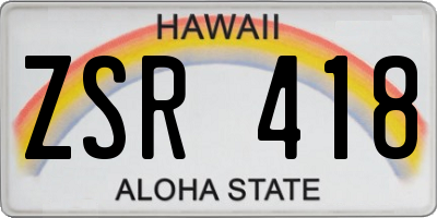 HI license plate ZSR418