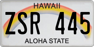 HI license plate ZSR445