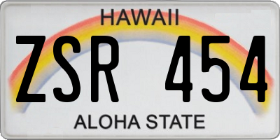 HI license plate ZSR454