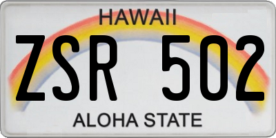 HI license plate ZSR502