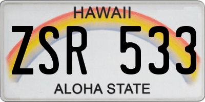 HI license plate ZSR533