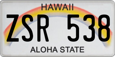 HI license plate ZSR538