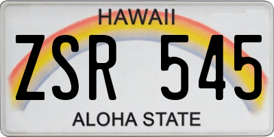 HI license plate ZSR545