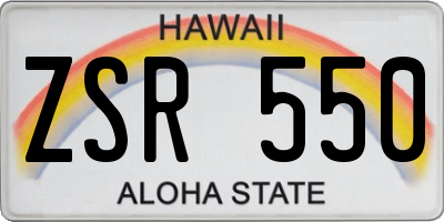 HI license plate ZSR550