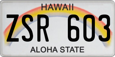 HI license plate ZSR603