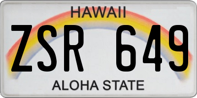 HI license plate ZSR649
