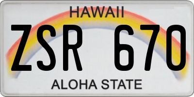 HI license plate ZSR670