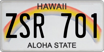 HI license plate ZSR701