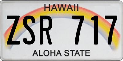 HI license plate ZSR717