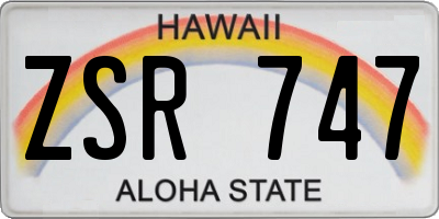 HI license plate ZSR747
