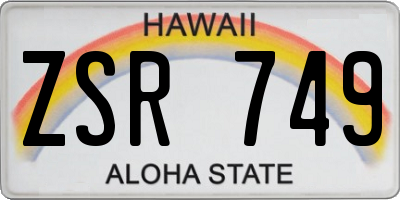 HI license plate ZSR749