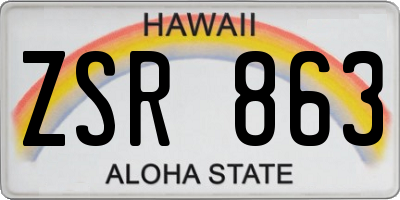 HI license plate ZSR863
