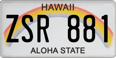 HI license plate ZSR881