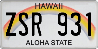 HI license plate ZSR931