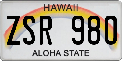 HI license plate ZSR980