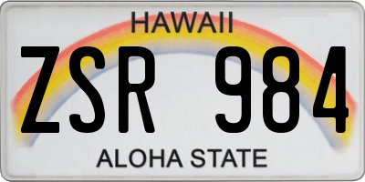 HI license plate ZSR984
