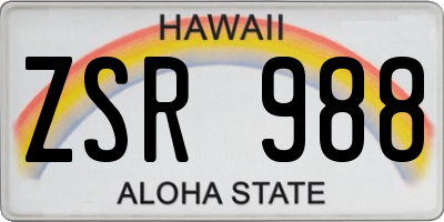 HI license plate ZSR988