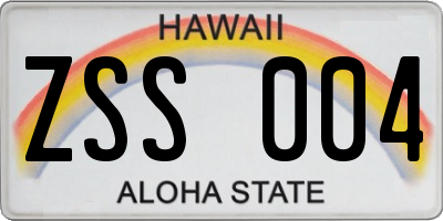 HI license plate ZSS004