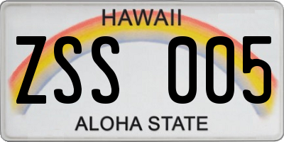 HI license plate ZSS005