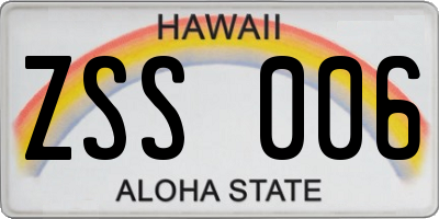 HI license plate ZSS006