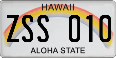 HI license plate ZSS010