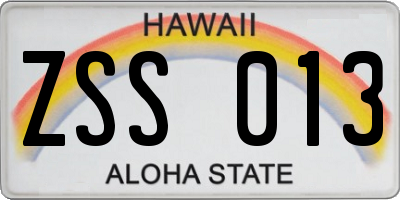 HI license plate ZSS013