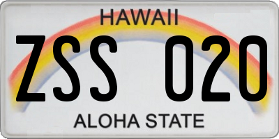 HI license plate ZSS020