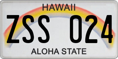 HI license plate ZSS024