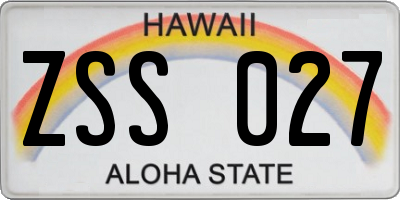 HI license plate ZSS027