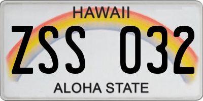 HI license plate ZSS032