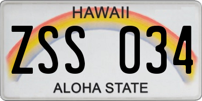 HI license plate ZSS034