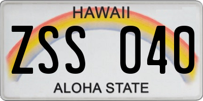 HI license plate ZSS040