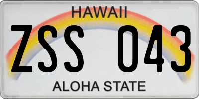 HI license plate ZSS043