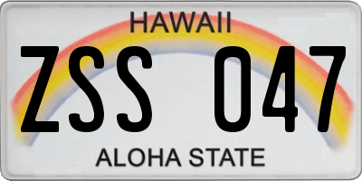 HI license plate ZSS047