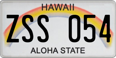 HI license plate ZSS054