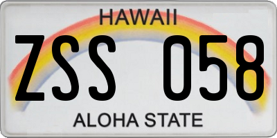 HI license plate ZSS058