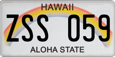 HI license plate ZSS059