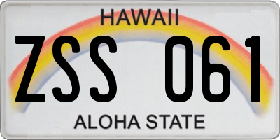 HI license plate ZSS061