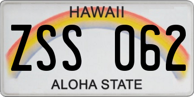 HI license plate ZSS062