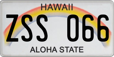 HI license plate ZSS066