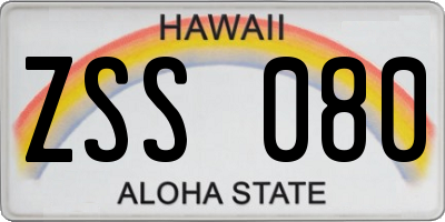 HI license plate ZSS080
