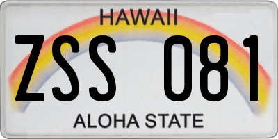 HI license plate ZSS081