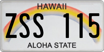 HI license plate ZSS115