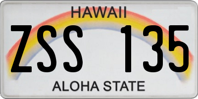 HI license plate ZSS135