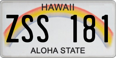 HI license plate ZSS181